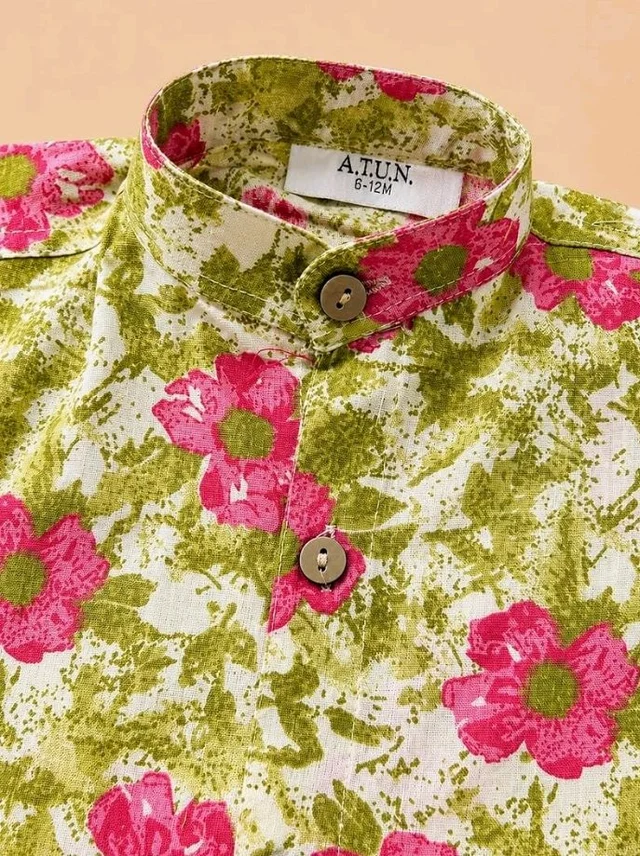 A.T.U.N. (ALL THINGS UBER NICE) Boys 100% Cotton Printed Shirt and Shorts Set | Soft Breathable Clothing Set for Kids | Coordinated Summer Outfit with Comfortable Fit | Lightweight Co-Ord Set for Boys
- 6-12 M, Cream