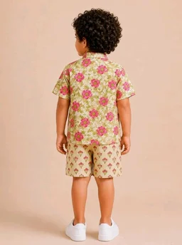 A.T.U.N. (ALL THINGS UBER NICE) Boys 100% Cotton Printed Shirt and Shorts Set | Soft Breathable Clothing Set for Kids | Coordinated Summer Outfit with Comfortable Fit | Lightweight Co-Ord Set for Boys
- 6-7 Y, Cream