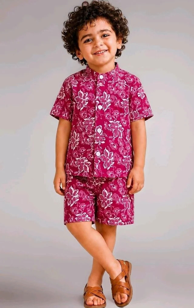 A.T.U.N. (ALL THINGS UBER NICE) Boys 100% Cotton Printed Shirt and Shorts Set | Soft Breathable Clothing Set for Kids | Coordinated Summer Outfit with Comfortable Fit | Lightweight Co-Ord Set for Boys
- 4-5 Y, Cream