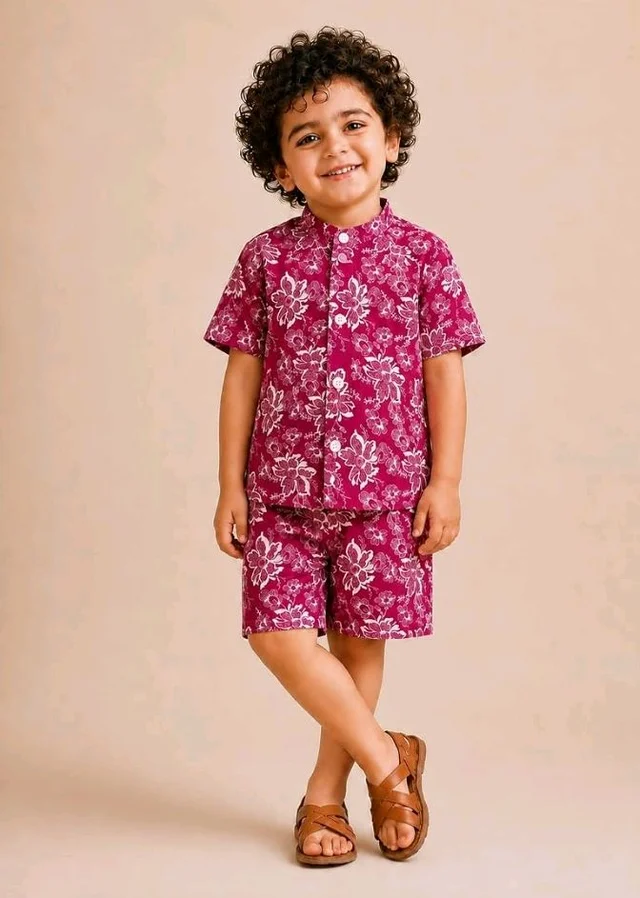 A.T.U.N. (ALL THINGS UBER NICE) Boys 100% Cotton Printed Shirt and Shorts Set | Soft Breathable Clothing Set for Kids | Coordinated Summer Outfit with Comfortable Fit | Lightweight Co-Ord Set for Boys
- 6-7 Y, Cream