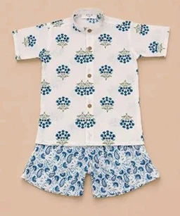 A.T.U.N. (ALL THINGS UBER NICE) Boys 100% Cotton Printed Shirt and Shorts Set | Soft Breathable Clothing Set for Kids | Coordinated Summer Outfit with Comfortable Fit | Lightweight Co-Ord Set for Boys
- 6-7 Y, Blue -White