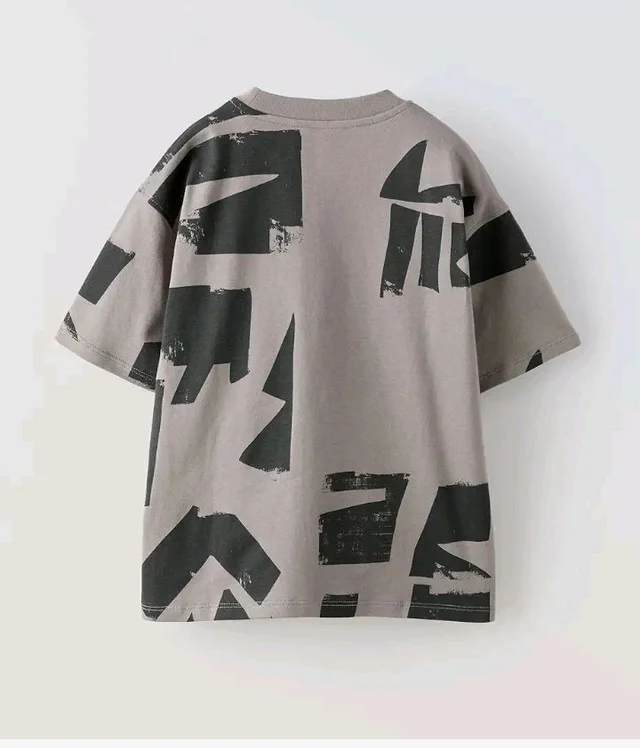 Alan Jones Clothing Boys Oversized Cotton Printed T-Shirt | Round Neck, Short Sleeves, Casual Wear - 11-12 Y, Anthracite Grey
