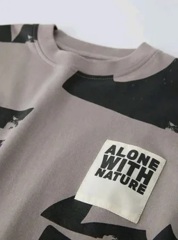 Alan Jones Clothing Boys Oversized Cotton Printed T-Shirt | Round Neck, Short Sleeves, Casual Wear - 11-12 Y, Anthracite Grey