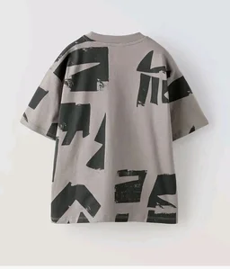 Alan Jones Clothing Boys Oversized Cotton Printed T-Shirt | Round Neck, Short Sleeves, Casual Wear - 13 - 14 Y, Anthracite Grey