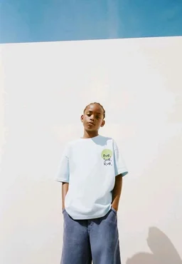 Alan Jones Clothing Boys Oversized Cotton Printed T-Shirt | Round Neck, Short Sleeves, Casual Wear
- 13 - 14 Y, Sky Blue