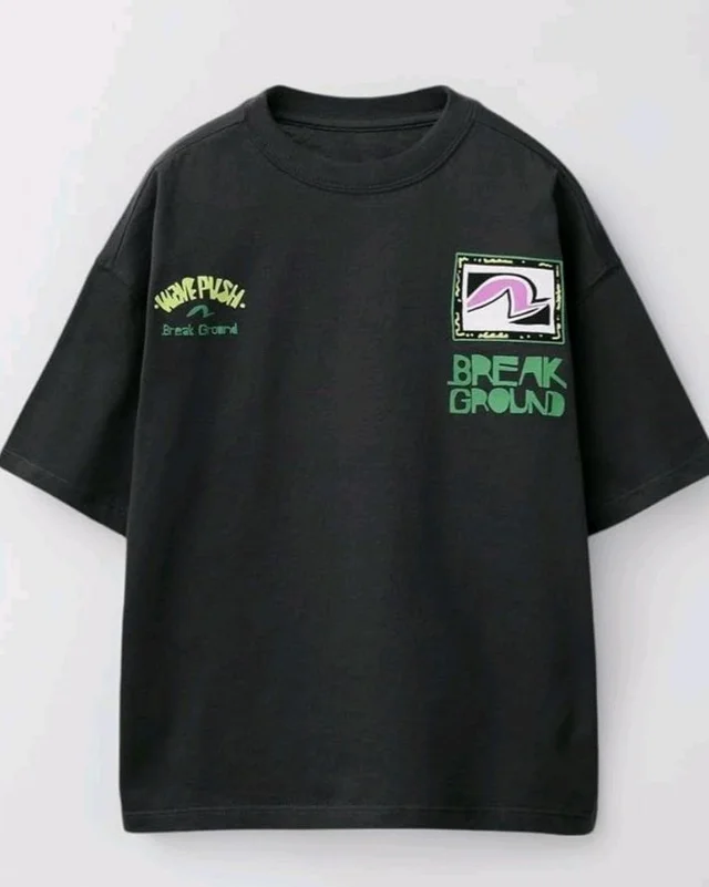 Alan Jones Clothing Boys Oversized Cotton Printed T-Shirt | Round Neck, Short Sleeves, Casual Wear
- 7-8 Y, Dark charcoal