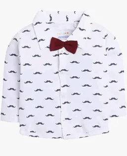 BUMZEE Boys Regular Fit Full Sleeves Collar Neck Cotton Shirt Waistcoat Pant Set with Applique Bow
- 6-12 M, Maroon & White