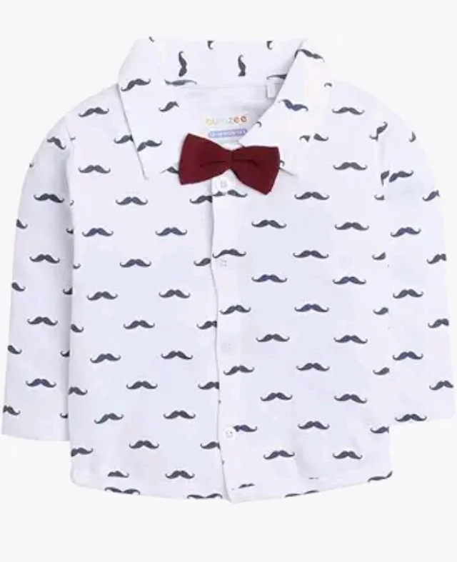 BUMZEE Boys Regular Fit Full Sleeves Collar Neck Cotton Shirt Waistcoat Pant Set with Applique Bow
- 2-3 Y, Maroon & White