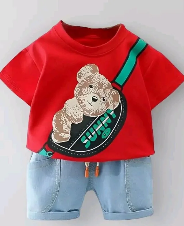 Googo Gaaga Boys Clothing Set | Boys T-Shirt and Denim Pant Set
Trendy boys clothing set with T-shirt and denim pant, designed for comfortable everyday wear, playtime and outings. - 5-6 Y, Red