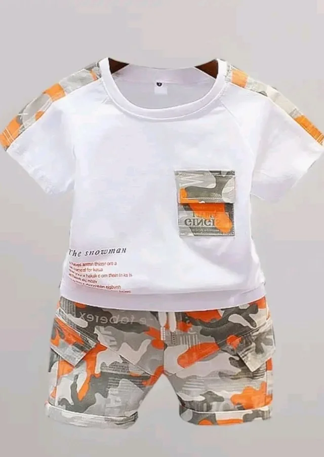 Googo Gaaga Boy's Cotton Printed T-Shirt with Shorts in White Color Sets for Baby Boys - 4-5 Y, White