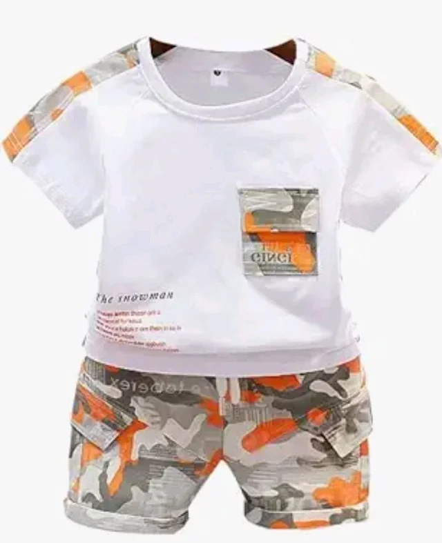 Googo Gaaga Boy's Cotton Printed T-Shirt with Shorts in White Color Sets for Baby Boys - 4-5 Y, White