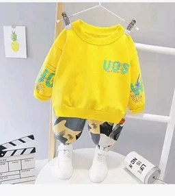 Googo Gaaga Boy's Cotton Full Sleeves Sweatshirt with Pant set in Yellow Color Set For Baby Boys - 18-24 M, Yellow