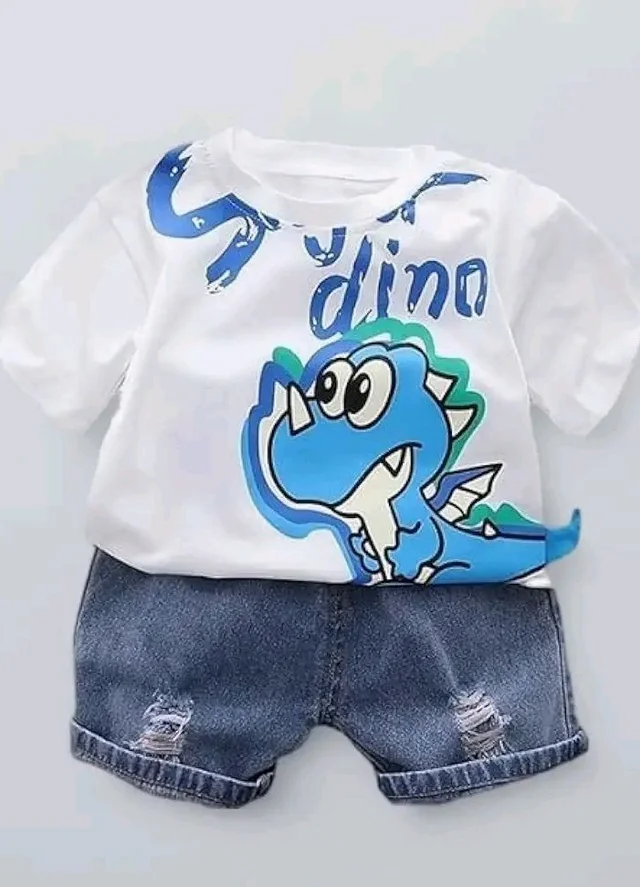 Googo Gaaga Boy's Cotton Dino Printed T-shirt With Shorts Sets of baby boys clothing Sets - 4-5 Y, Multi colours