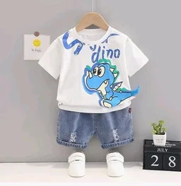 Googo Gaaga Boy's Cotton Dino Printed T-shirt With Shorts Sets of baby boys clothing Sets - 4-5 Y, Multi colours