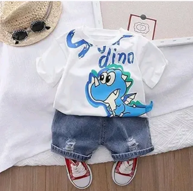 Googo Gaaga Boy's Cotton Dino Printed T-shirt With Shorts Sets of baby boys clothing Sets - 4-5 Y, Multi colours