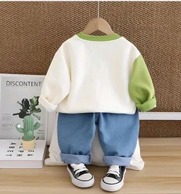 Googo Gaaga Unisex Kid Cotton Printed Clothing Set, Bubble Dino Print, Full Sleeve T-Shirt & Jogger, Soft Outfit, Casual Wear, Gift, Comfortable, Everyday Wear
- 2-3 Y, Green - White