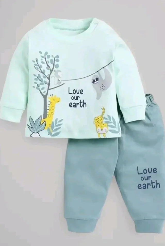 Indhrani Garments Kids Clothes for Boys | Printed Cotton Lightweight Sweatshirt and Pant | Baby Boy Dress Clothing Set
- 5-6 Y, Green
