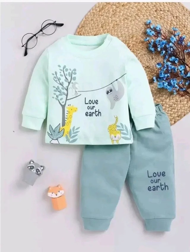 Indhrani Garments Kids Clothes for Boys | Printed Cotton Lightweight Sweatshirt and Pant | Baby Boy Dress Clothing Set
- 5-6 Y, Green