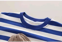 Googo Gaaga Striped SweatShirt with Denim Pant for Boys - Cotton Clothing Set for Baby Boy | Soft Fabric Full Sleeves Sweat Shirt | Regular Fit Kids Outfit | Teddy - 2-3 Y, Blue