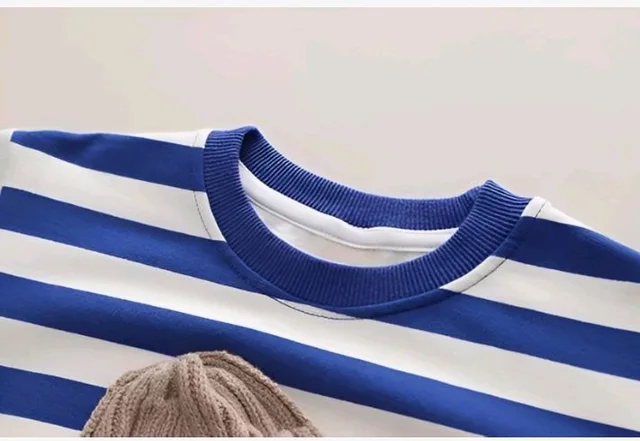 Googo Gaaga Striped SweatShirt with Denim Pant for Boys - Cotton Clothing Set for Baby Boy | Soft Fabric Full Sleeves Sweat Shirt | Regular Fit Kids Outfit | Teddy - 5-6 Y, Blue