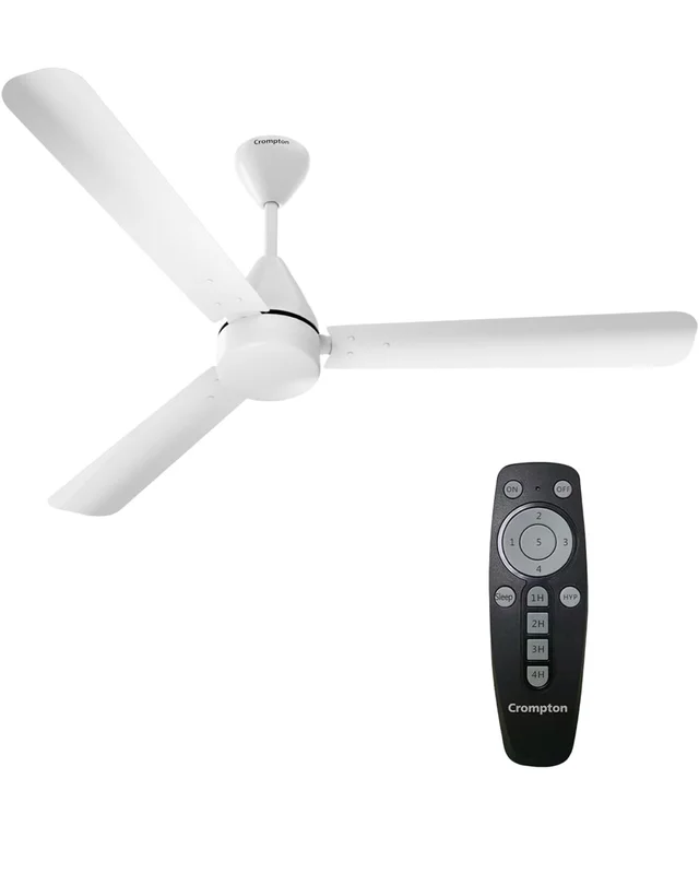 Crompton Energion Hyperjet 1200mm BLDC Ceiling Fan | Point Anywhere Remote Control | BEE 5 Star Rated Energy Efficient | Superior Air Delivery | Anti-Rust | 2 Year Manufacturer Warranty | Opal White - Opal White