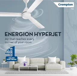Crompton Energion Hyperjet 1200mm BLDC Ceiling Fan | Point Anywhere Remote Control | BEE 5 Star Rated Energy Efficient | Superior Air Delivery | Anti-Rust | 2 Year Manufacturer Warranty | Opal White - Opal White