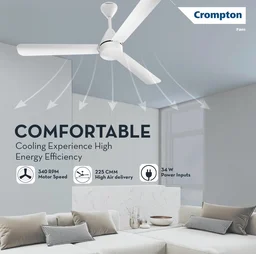 Crompton Energion Hyperjet 1200mm BLDC Ceiling Fan | Point Anywhere Remote Control | BEE 5 Star Rated Energy Efficient | Superior Air Delivery | Anti-Rust | 2 Year Manufacturer Warranty | Opal White - Opal White