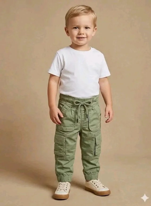 A.T.U.N. (ALL THINGS UBER NICE) Boys Classic Cotton Cargo Pants with Elastic Waist and Adjustable Drawstring | Utility Multi Pocket Comfort Fit Bottom Wear for Kids
- 12-24 M, Light Green