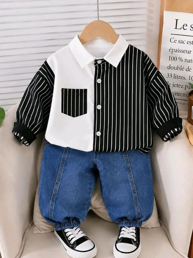 Googo Gaaga Boy's Cotton Full Sleeve Printed Shirt and Denim Pant Set
Stylish Cotton Printed Half Sleeve Clothing Set for Baby Grils , Perfect for Everyday Wear
- 5-6 Y, Black