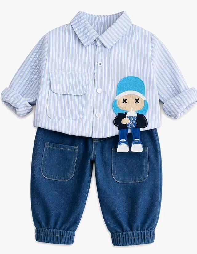 Googo Gaaga Boy's Cotton Full Sleeve Printed Shirt and Denim Pant Set
Stylish Cotton Printed Half Sleeve Clothing Set for Baby Grils , Perfect for Everyday Wear
- 18-24 M, Light Blue