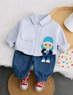 Googo Gaaga Boy's Cotton Full Sleeve Printed Shirt and Denim Pant Set
Stylish Cotton Printed Half Sleeve Clothing Set for Baby Grils , Perfect for Everyday Wear
- 18-24 M, Light Blue