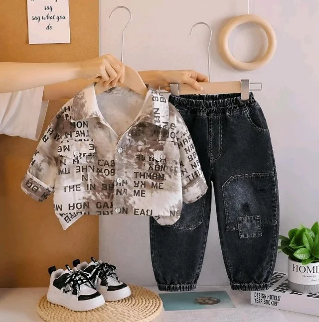 Googo Gaaga Boy's Cotton Full Sleeve Printed Shirt and Denim Pant Set
Stylish Cotton Printed Half Sleeve Clothing Set for Baby Grils , Perfect for Everyday Wear
- 4-5 Y, Brown & Black