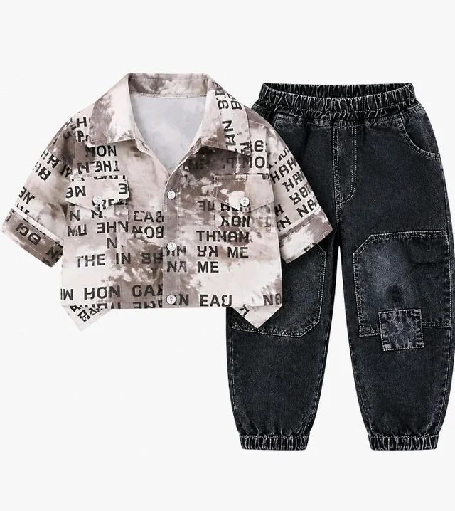 Googo Gaaga Boy's Cotton Full Sleeve Printed Shirt and Denim Pant Set
Stylish Cotton Printed Half Sleeve Clothing Set for Baby Grils , Perfect for Everyday Wear
- 6-7 Y, Brown & Black
