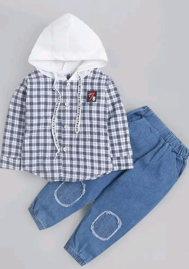 Hopscotch Boys Multi Coloured Plaid Print Shirt And Jeans Set
- 18-24 M, Multi colours