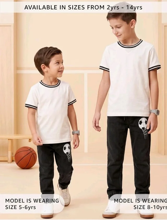 Amazon Brand - Symbol Boys Boys Slim Fit Stretchable Jogger Jeans (Elasticated Waist Band)
- 2-3 Y, Black 10