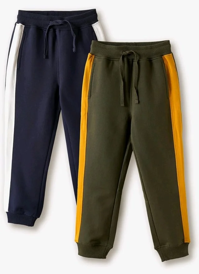 Amazon Brand - Symbol Boys Contrast Side Panelled Jogger Fit Track Pants
- 5-6 Y, Navy/White +Olive / Mustard