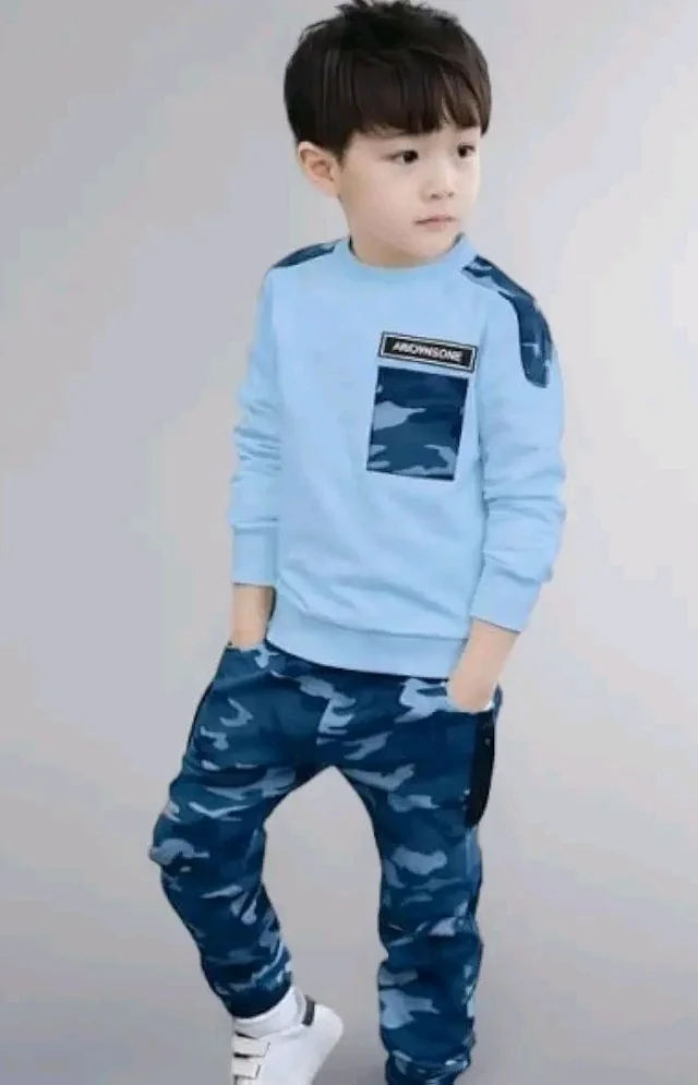 Boys Cotton Spandex Full Sleeve T-Shirt With Camouflage Jogger Pant Set | Casual Sports Clothing Set for Boys | Kids Printed Co-Ord Outfit for Daily, Travel
- 10-11 Y, Sky Blue