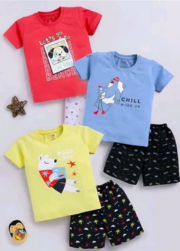 Toonyport Boys Summer 3 Packs Of T-shirts and Shorts Combo Set (Multicolors) - 4-5 Y, Multicolours 1