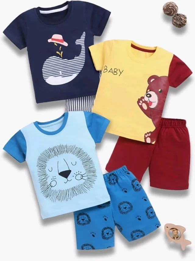 Toonyport Boys Summer 3 Packs Of T-shirts and Shorts Combo Set (Multicolors)
- 2-3 Y, Multicolours 6