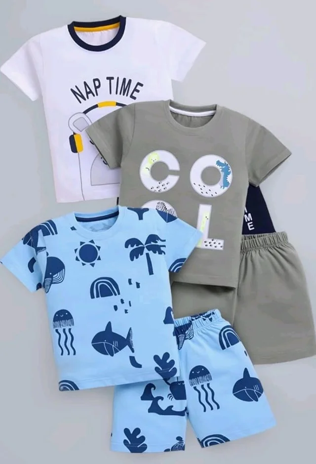 Toonyport Boys Summer 3 Packs Of T-shirts and Shorts Combo Set (Multicolors) - 12-18 M, Multicolours 5