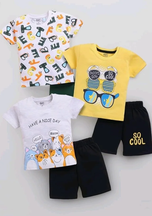 Toonyport Boys Summer 3 Packs Of T-shirts and Shorts Combo Set (Multicolors)
- 18-24 M, Multicolours 7