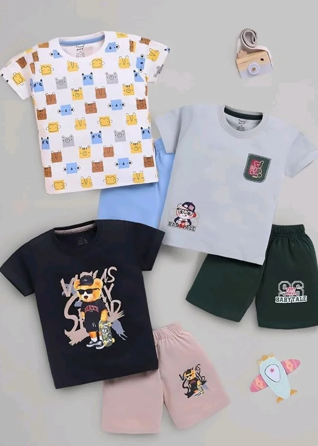 Toonyport Boys Summer 3 Packs Of T-shirts and Shorts Combo Set (Multicolors)
- 12-18 M, Multicolours 9