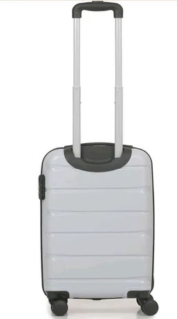 TEAKWOOD LEATHERS Unisex 8 Wheels Trolley Bag, Hard Cabin with Zipper Closure, Adjustable Push Button & Cross Side Strap, Lock System 360 Degree (55 CM, Metallic Silver)