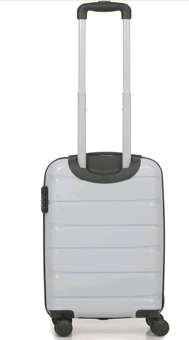 TEAKWOOD LEATHERS Unisex 8 Wheels Trolley Bag, Hard Cabin with Zipper Closure, Adjustable Push Button & Cross Side Strap, Lock System 360 Degree (55 CM, Metallic Silver)