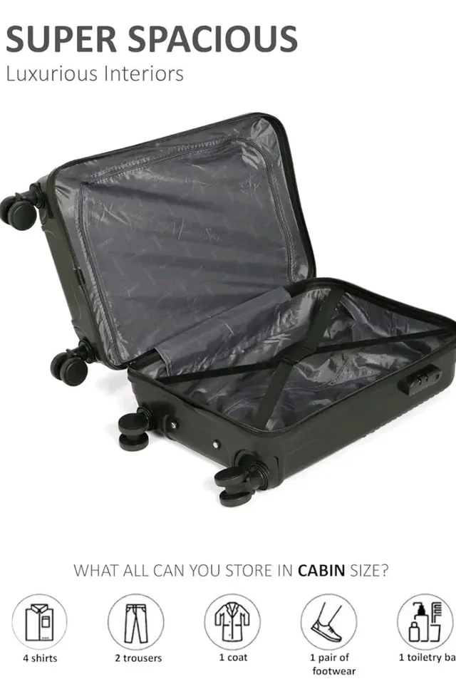 Teakwood Small Size 8 Wheels Trolley Bag, Hard Cabin with Zipper Closure, Adjustable Push Button & Cross Side Strap, Number Lock System 360 Degree (Small, Black)
50+ bought in past month