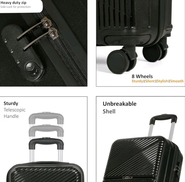 Teakwood Small Size 8 Wheels Trolley Bag, Hard Cabin with Zipper Closure, Adjustable Push Button & Cross Side Strap, Number Lock System 360 Degree (Small, Black)
50+ bought in past month