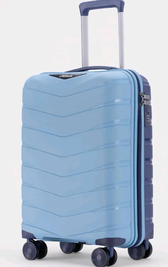 Axis Cabin Suitcase 55 cm 20 inch Polypropylene Hard Trolley, 8 Spinner Wheels, 3-Pocket Convipack, Dual-Tone Shell, Recessed Number Lock, Carry-On Sapphire Blue/Peacock Blue