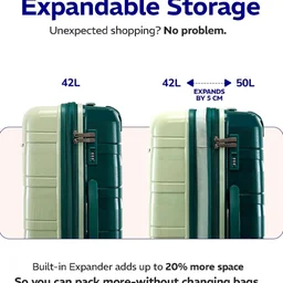 Provogue Azure Hard-Sided PP 55 Cm Cabin Luggage Suitcase | Expandable Space with 8 Wheels Trolley Bags for Travel | Lightweight with Combination Lock | 5 Year Warranty (Laurel Green/Hunter Green)