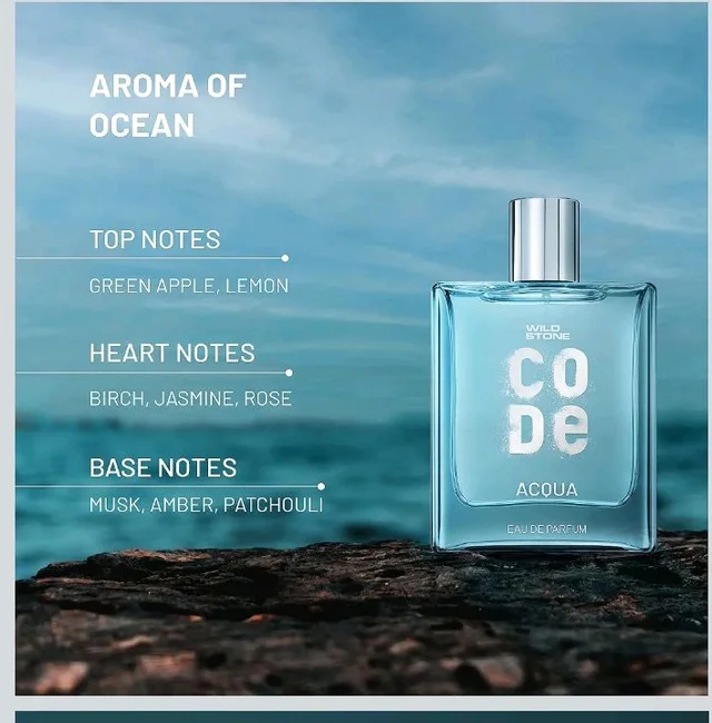 Wild Stone CODE Acqua Eau De Parfum For Men, 100ml Luxury Long Lasting Fragrance, Fresh, Sparkling & Energising Premium Perfume Spray