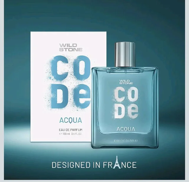 Wild Stone CODE Acqua Eau De Parfum For Men, 100ml Luxury Long Lasting Fragrance, Fresh, Sparkling & Energising Premium Perfume Spray